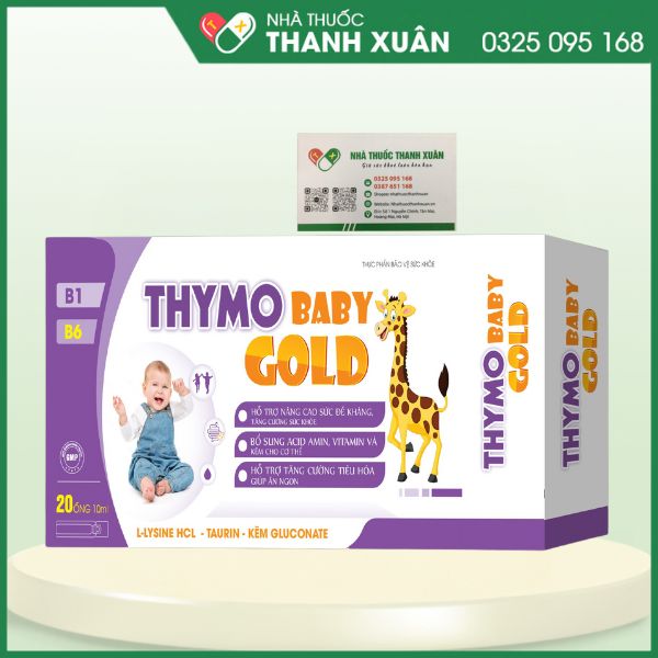 Thymo Baby Gold Bổ sung acid amin, vitamin và kẽm, hỗ trợ nâng cao sức đề kháng